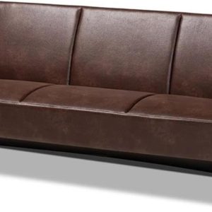 Dark Brown and Walnut Brown Finished Wood Sofa