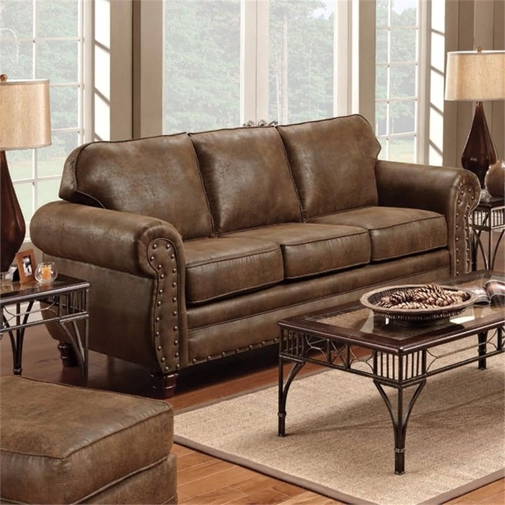 Traditional Microfiber Sedona Sofa in Brown - Image 2