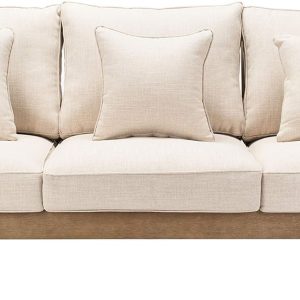 Natural and White Wood Outdoor Sofa, Natural/White