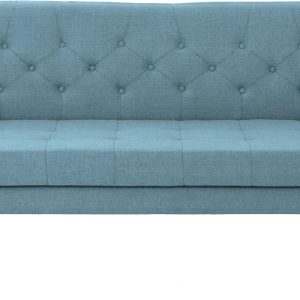 Aidan Mid Century Modern Tufted Fabric Sofa, Blue
