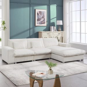 L-Shaped Flannel Sofa: Nordic Style Wooden Frame & High-Resilience Foam - Minimalist Living Room Furniture for Family & Friends Gathering